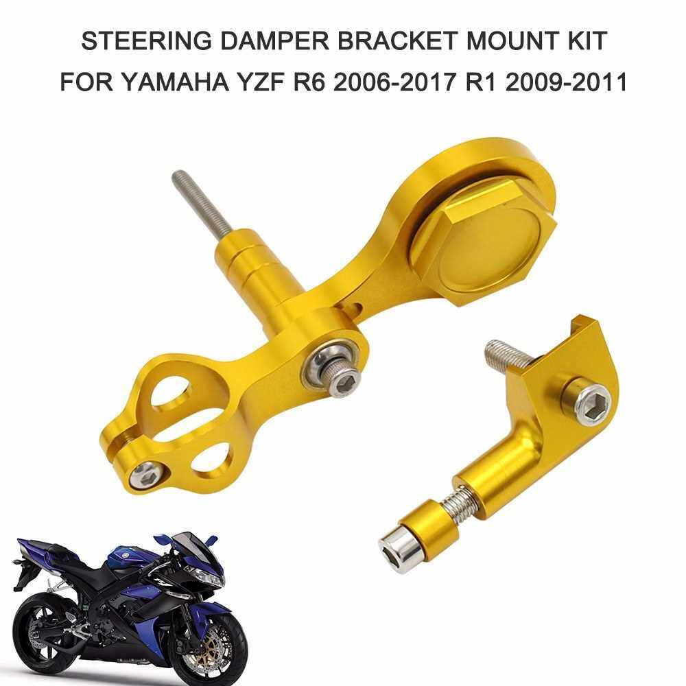 Damper Bracket Steering Damper Bracket Mount Kit Motorcycle Steering Damper Stabilizer Mounting Bracket Replacement for YAMAHA YZF R6 2006-2017 R1 2009-2011 (G)