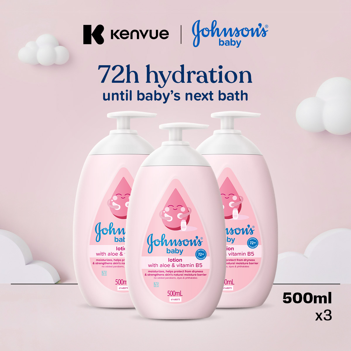 Johnsons Baby Lotion 500ml x 3