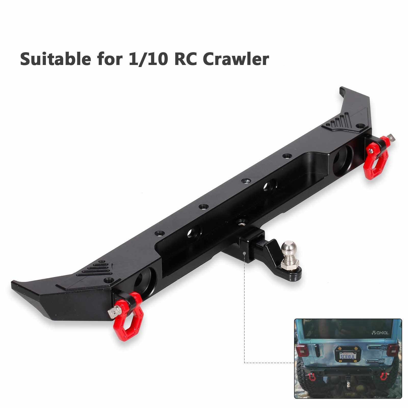Best Selling 1/10 RC Crawler Car Metal Rear Bumper with D-rings Tow Hitch Shackles&2-LED Lights Compatible with Axial SCX10 I II III 90046 90047 AXI03007 (Standard)