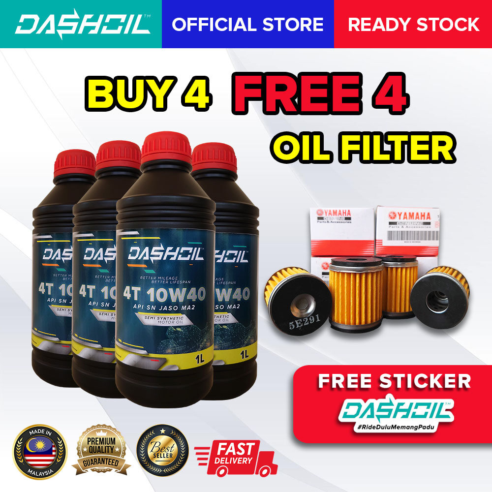 DashOil 4T Semi Synthetic Motorcycle Engine Oil 1L 10w40 Minyak Hitam