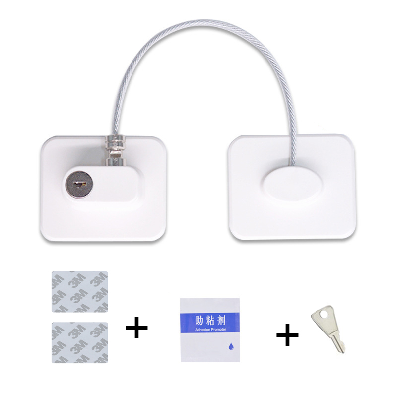 Baby Safety Lock Refrigerator Door Lock With Key Stainless Steel Wire 3M Punch-Free Kids Security Safety Cupboard Lock | Gaben Home