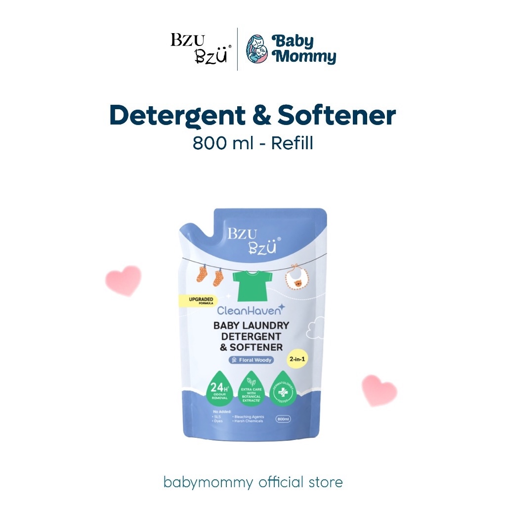 Babymommy👶BZU BZU Baby Laundry Detergent and Softener 2in1 800ml Refill 1 Liter Bottle Baby Clothes Wash