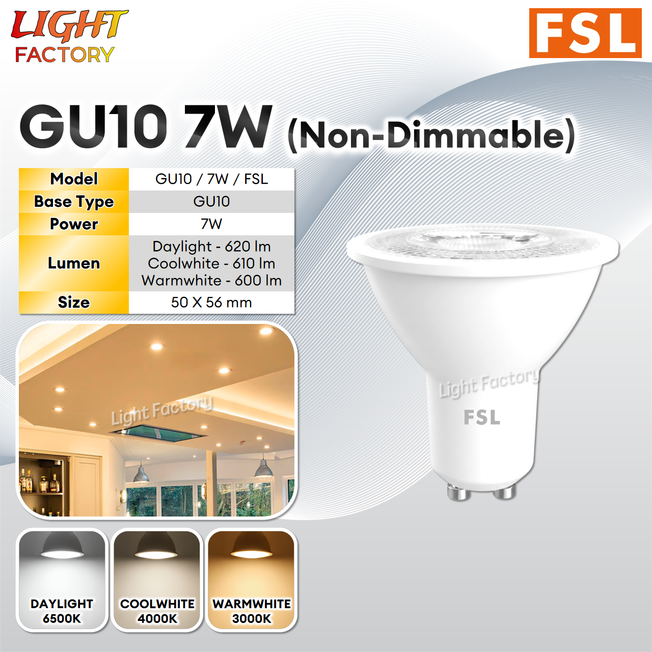 [PREMIUM] HIGH QUALITY FSL GU10 MR16 LED Bulb Eyeball Spotlight 5W 7W Dimmable Spot Light Bulb Super Bright LED Mentol