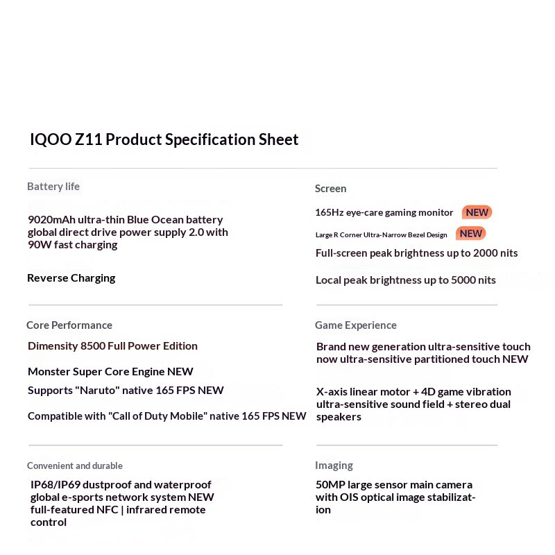 VIVO  iQOO Z11 series 5G Smartphones Dimensity 8500 / iQOO