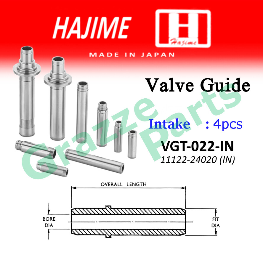 (4pc) Hajime Japan Engine Valve Guide Intake VGT-022-IN Toyota Corolla KE70 KE30 Liteace KM36 Unser KF80 3K 4K 5K 7K