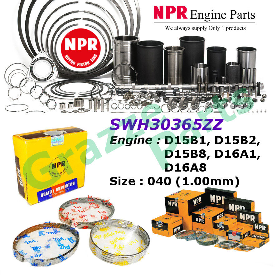 NPR Piston Ring Set 040 (1.00mm) SWH30365ZZ for Honda Civic SH4 SR4 Inj (Fuel Injection) 1.5 D15B1 D