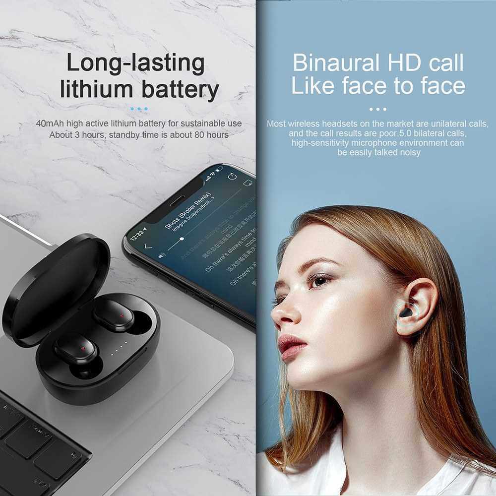 A6S Pro TWS Wireless Headphones Earphones Auto Pairing Mini In-Ear Earbuds HiFi BT 5.0 Stereo Built-in Mic Noise Cancellation IPX4 Water-proof with Wireless Charging Case (White)