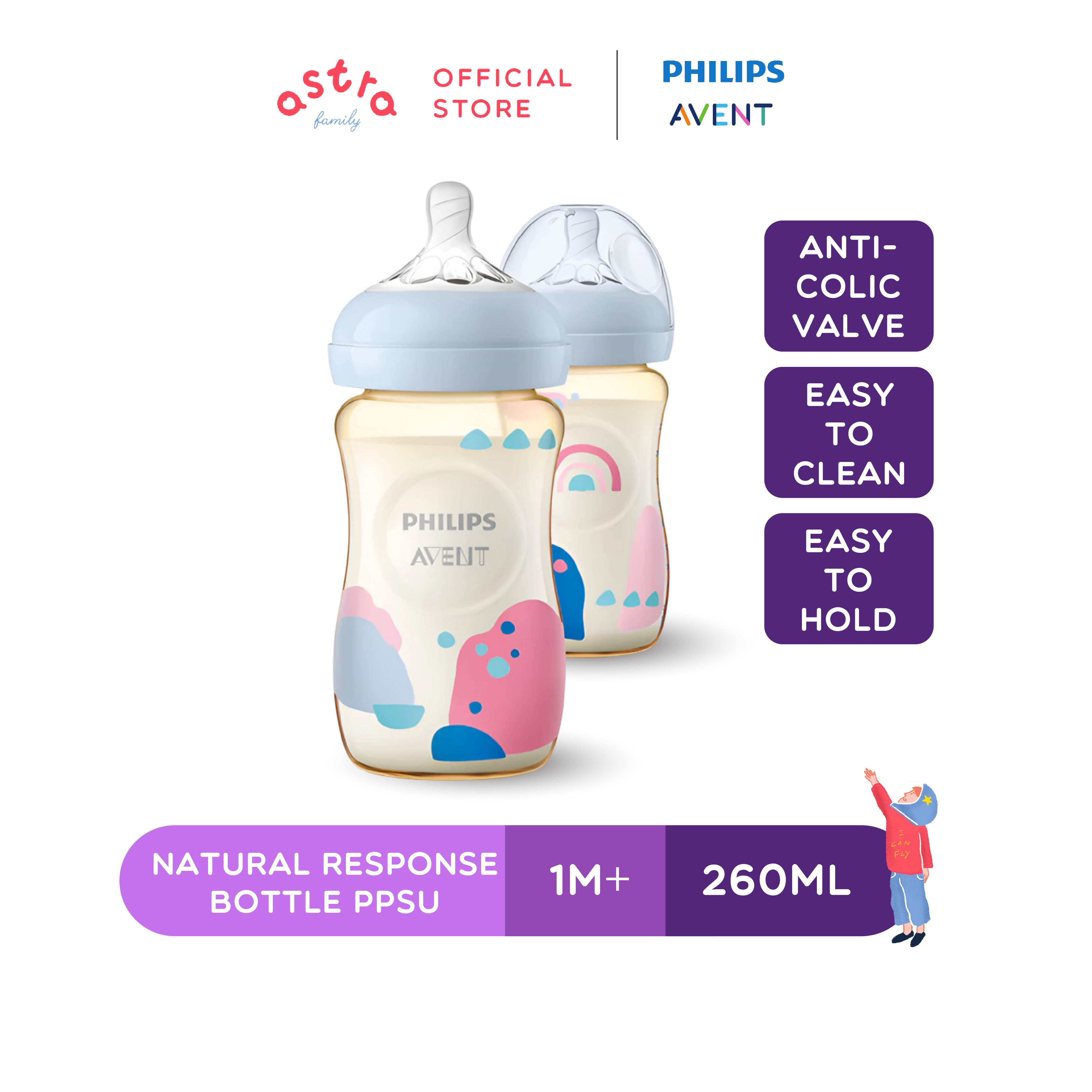 Philips Avent Natural Response Bottle PPSU 9Oz/260Ml 1M+ Twin Pack