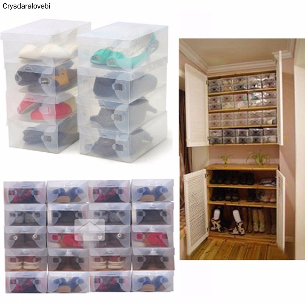 《cerci household goods》 10pcs children/women/men ClearShoesBox Foldable Drawer TypeFor children women men Shoes Organizer