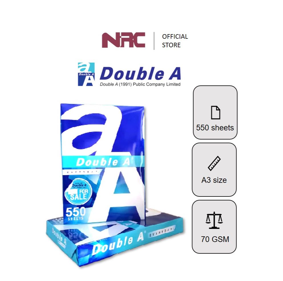 DOUBLE A Premium A3 size Paper | 70 GSM / 80 GSM