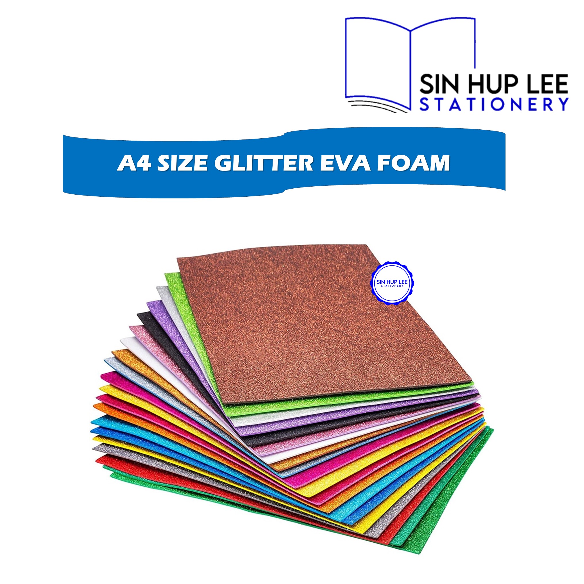 A4 Size Glitter EVA Foam Sheet 2mm / Sponge Colour Foam Mat 20cm x 30cm