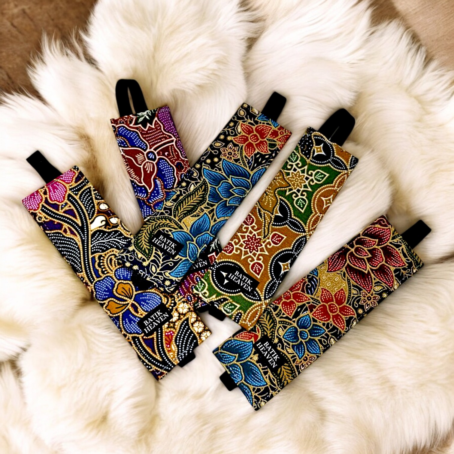 Premium Batik Elastic Bookmark with Colorful Fabric Accent