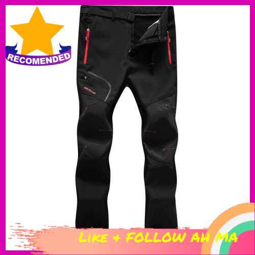 Best Selling Men Hiking Pants Water Resistant Breathable Winter Pants with Pockets Fleece Lined Pants with Belt for Outdoor Camping Mountaineering Skiing Snowboarding (Black)