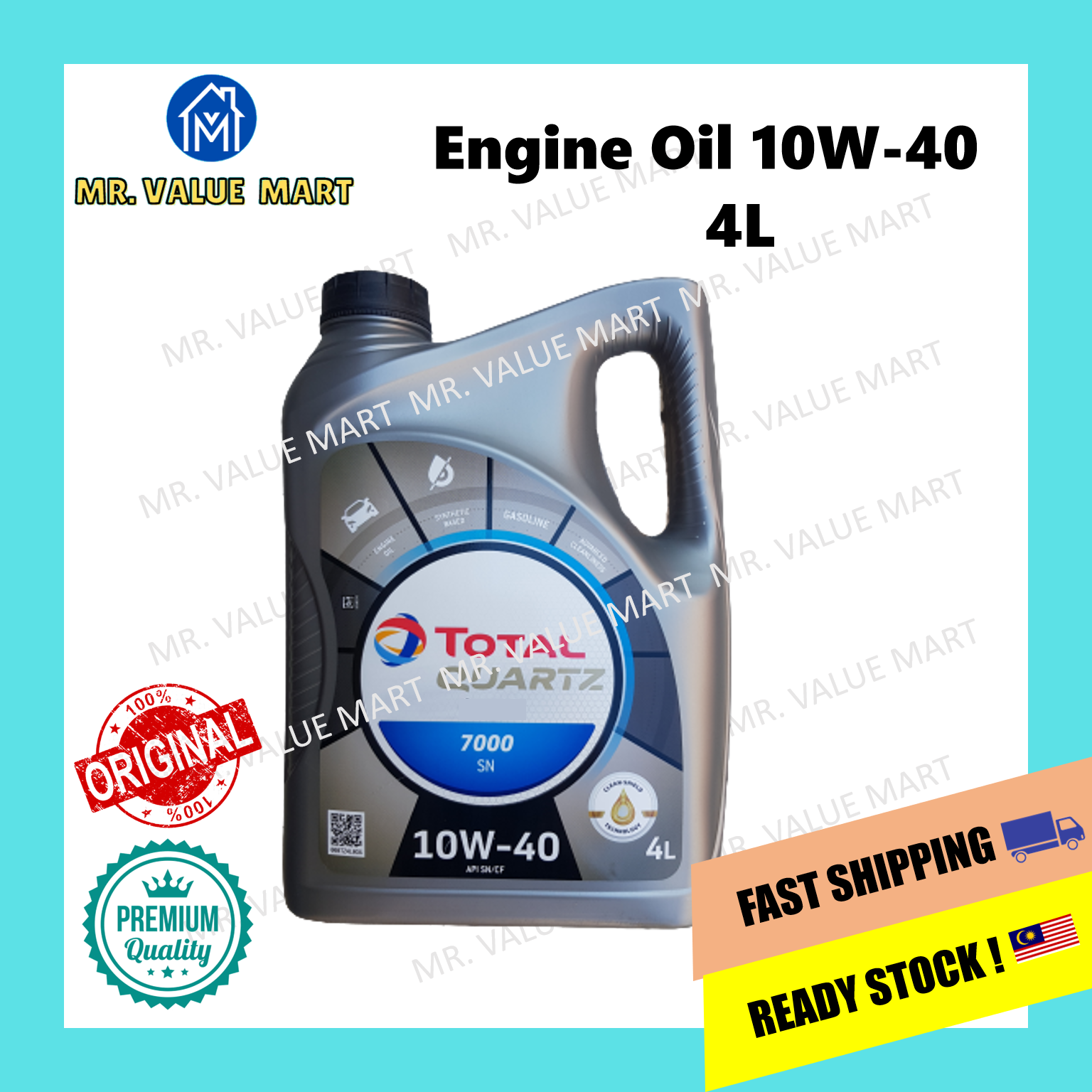 TOTAL QUARTZ 7000 ENGINE OIL 10W - 40 (4L)