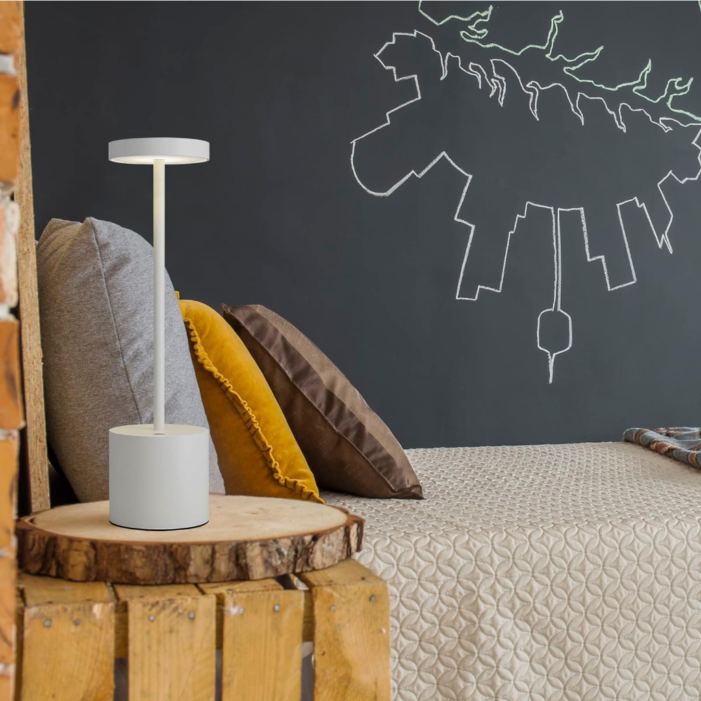 LED Wireless Iron Table Lamps 3 Color Changeable & Dimming Table Light Type-C Rechargeable Matte Metal Shell Reading Light Indoor Outdoor Room Lighting