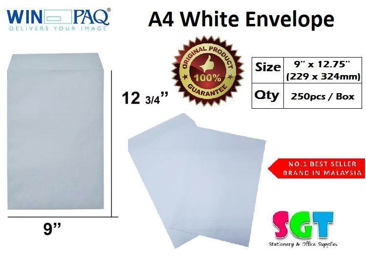A4 Size Envelope 9'' x 12.75'' 250pcs/box White New PGMall