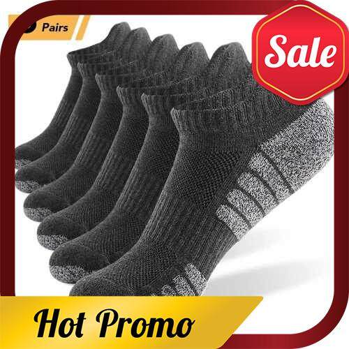 6 Pairs Sports Ankle Socks Athletic Low-cut Socks Thick Knit Autumn Winter Socks Outdoor Fitness Breathable Quick Dry Socks Wear-resistant Warm Socks Lightweight Anti-skid No-Show Socks For Marathon Running Cycling (Dark Gray)