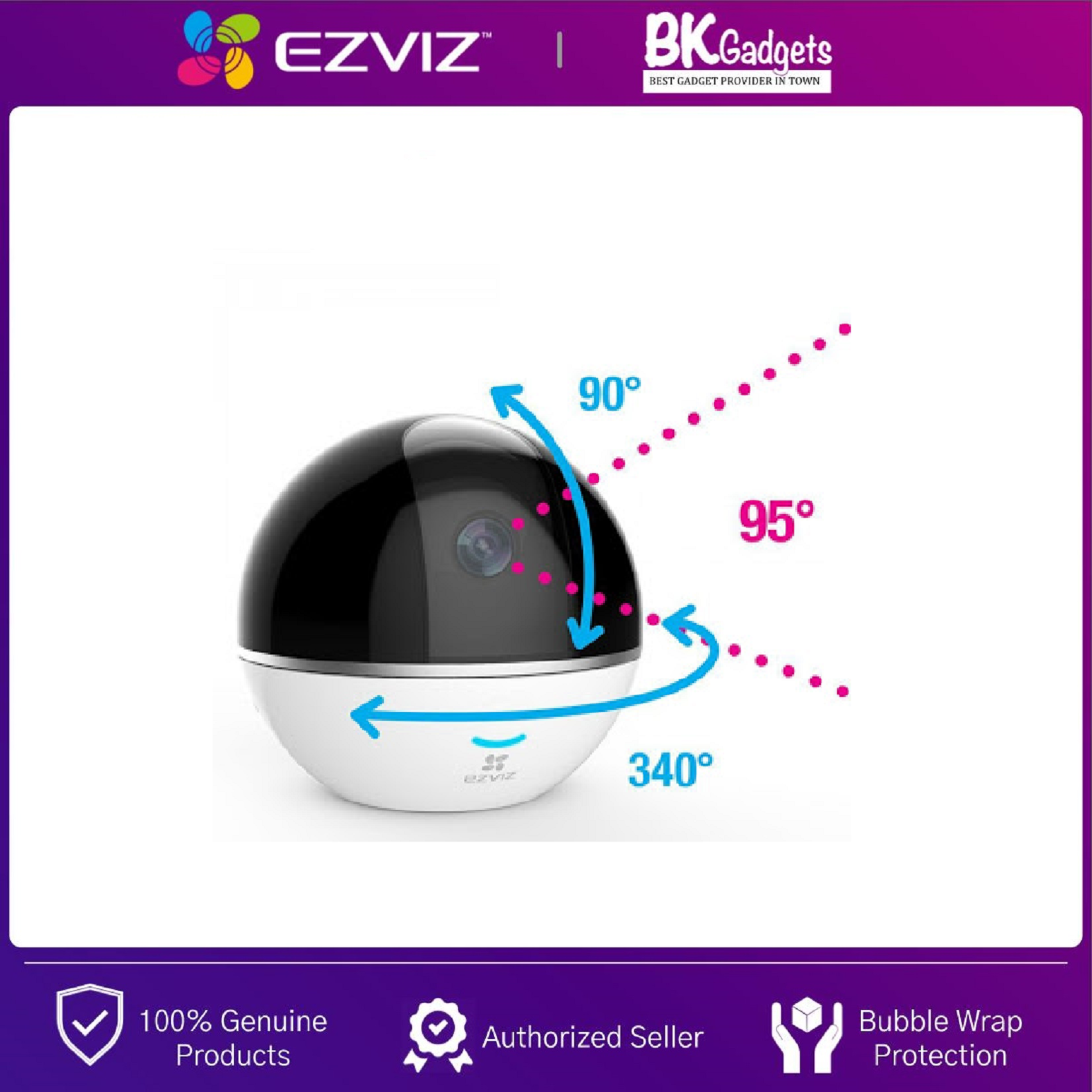 EZVIZ C6TC [ 1080P ] FULL HD Pan & Tilt Indoor Wireless Security IP Camera Built-in Alarm Hub CCTV
