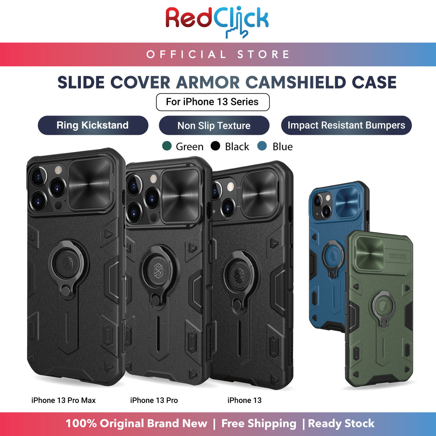 Nillkin   Armor CamShield Slide Cover For Camera Protection Back Case for iPh 13 mini/13/13 Pro/13 Pro Max/12 mini/12/12 Pro/12 Pro Max