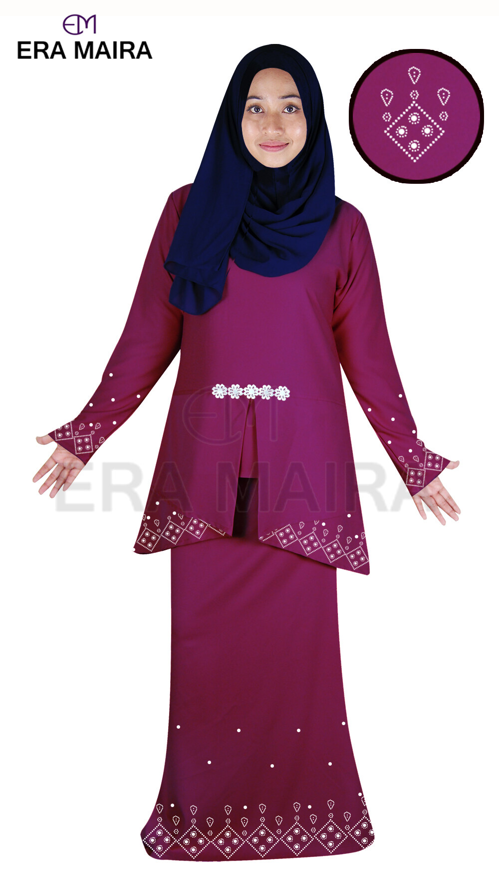 Women Baju Kurung Muslimah  Top Double Panel Dress Baloon Design - Hina