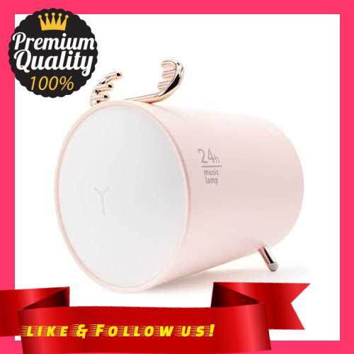 People\'s Choice Led Music Lamp USB Rechargeable Cordless BT Speaker Fashion Deer Horn Led Night Light Music Player (Pink)
