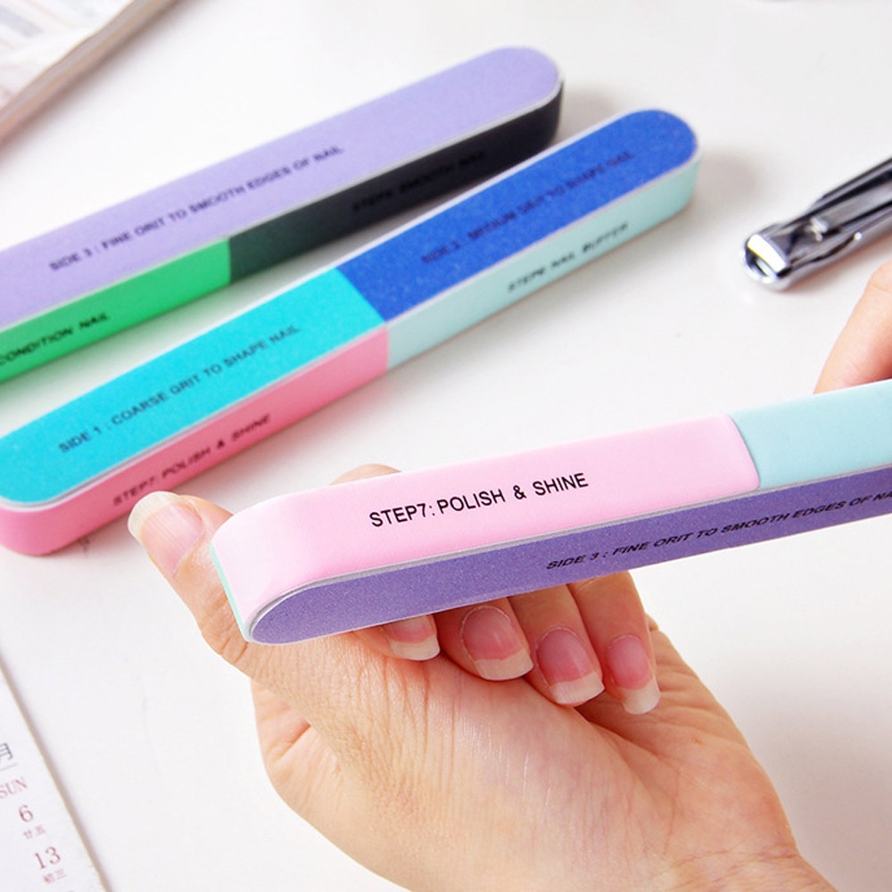 2 cái/bộ dũa đánh bóng sáu mặt dụng cụ làm móng dũa móng in sáng tạo dũa móng chuyên nghiệp chà nhám