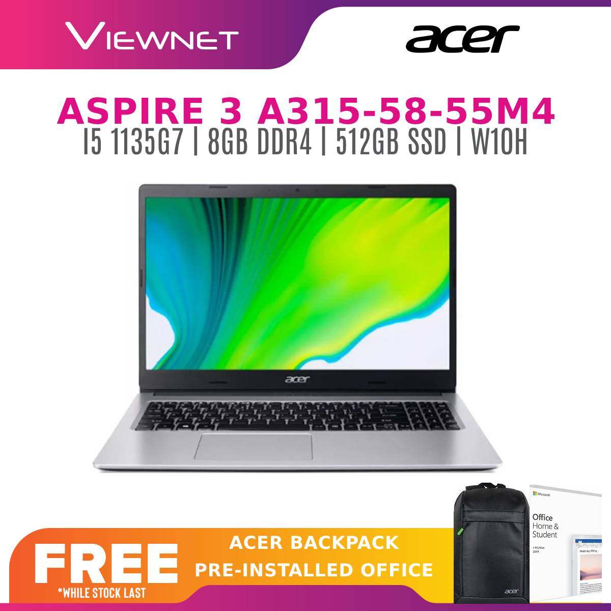 ACER ASPIRE 3 A315-58-74RB (I7 1165G7)/A315-58-576S (I5 1135G7)/A315-58-55M4 (I5 1135G7) (8GB DDR4/512GB SSD/INTEL IRIS XE/W10/15.6