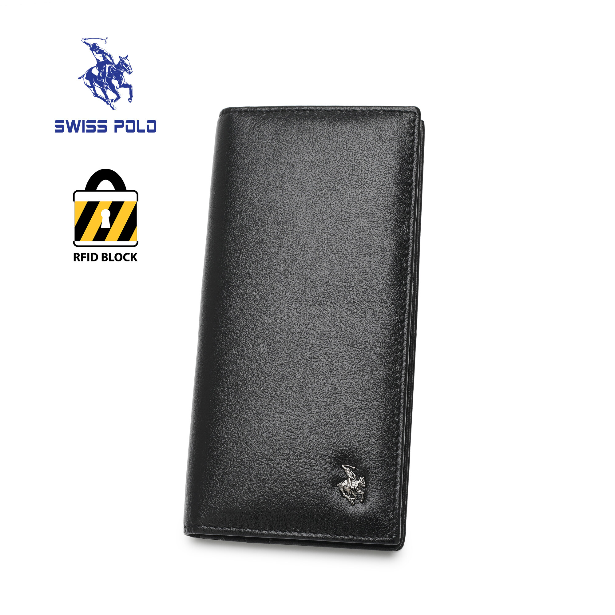 SWISS POLO Genuine Leather RFID Long Wallet SW 167-1 BLACK