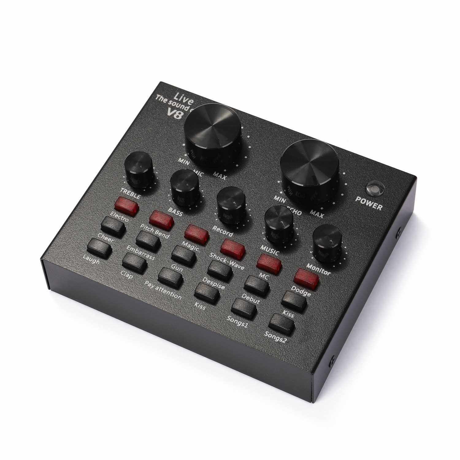 Multifunctional Suspension Microphone Kit Broadcasting Recording Condenser Microphone Set Intelligent Volume Adjustable Audio Mixer (Red)