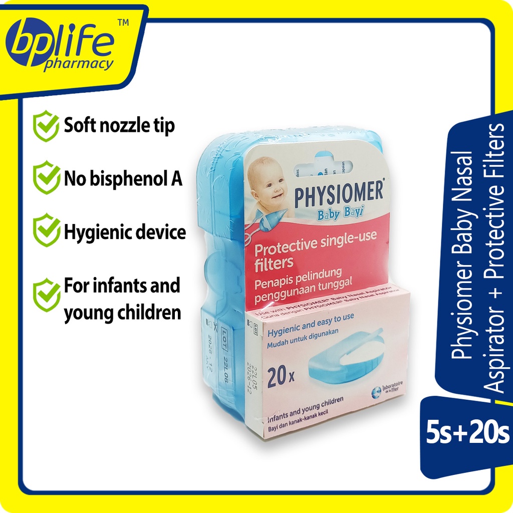 Physiomer Baby Nasal Aspirator + Protective Filters 5s + 20s (Value Pack)