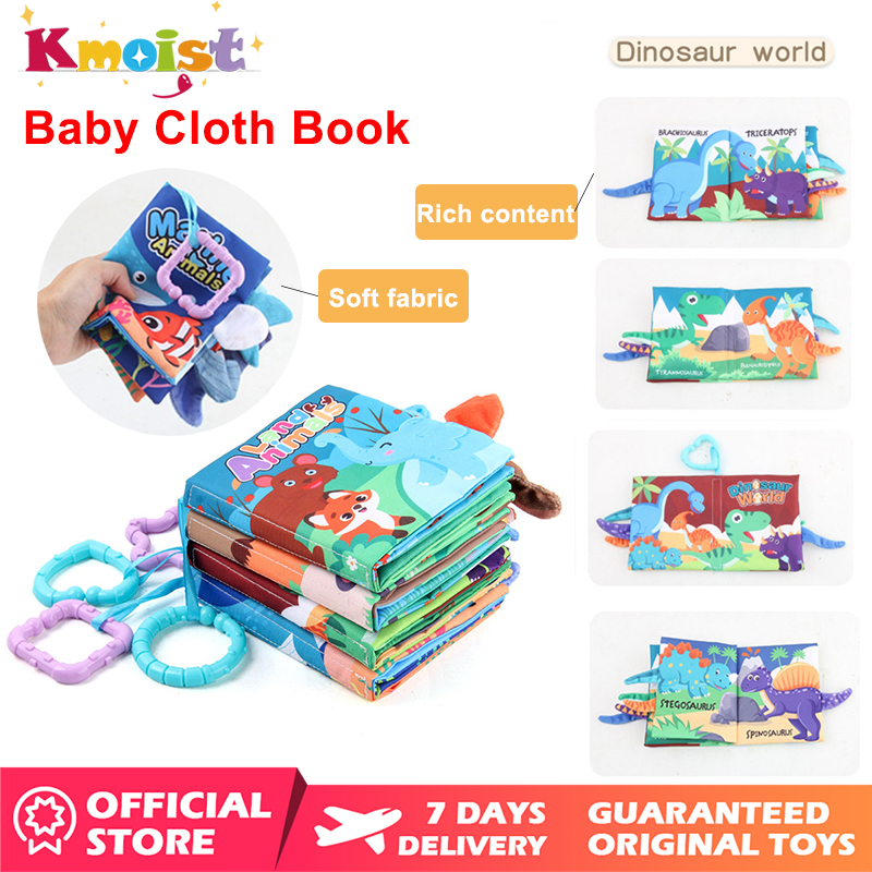 Kmoist bé phim hoạt hình sách vải 3D giáo dục trẻ nhỏ vải mềm phát triển cuốn sách đồ chơi giáo dục không chứa BPA bền Teether cho trẻ em