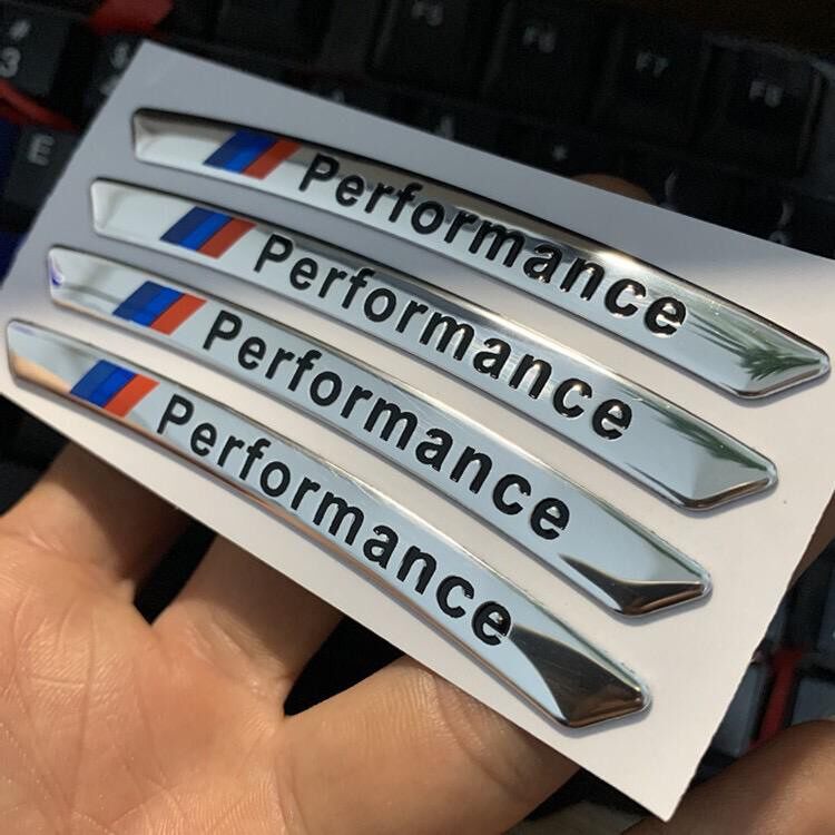 Hot new 1set/4pcs bmw performance logo emblem wheel rim stickers aluminum decal dd6