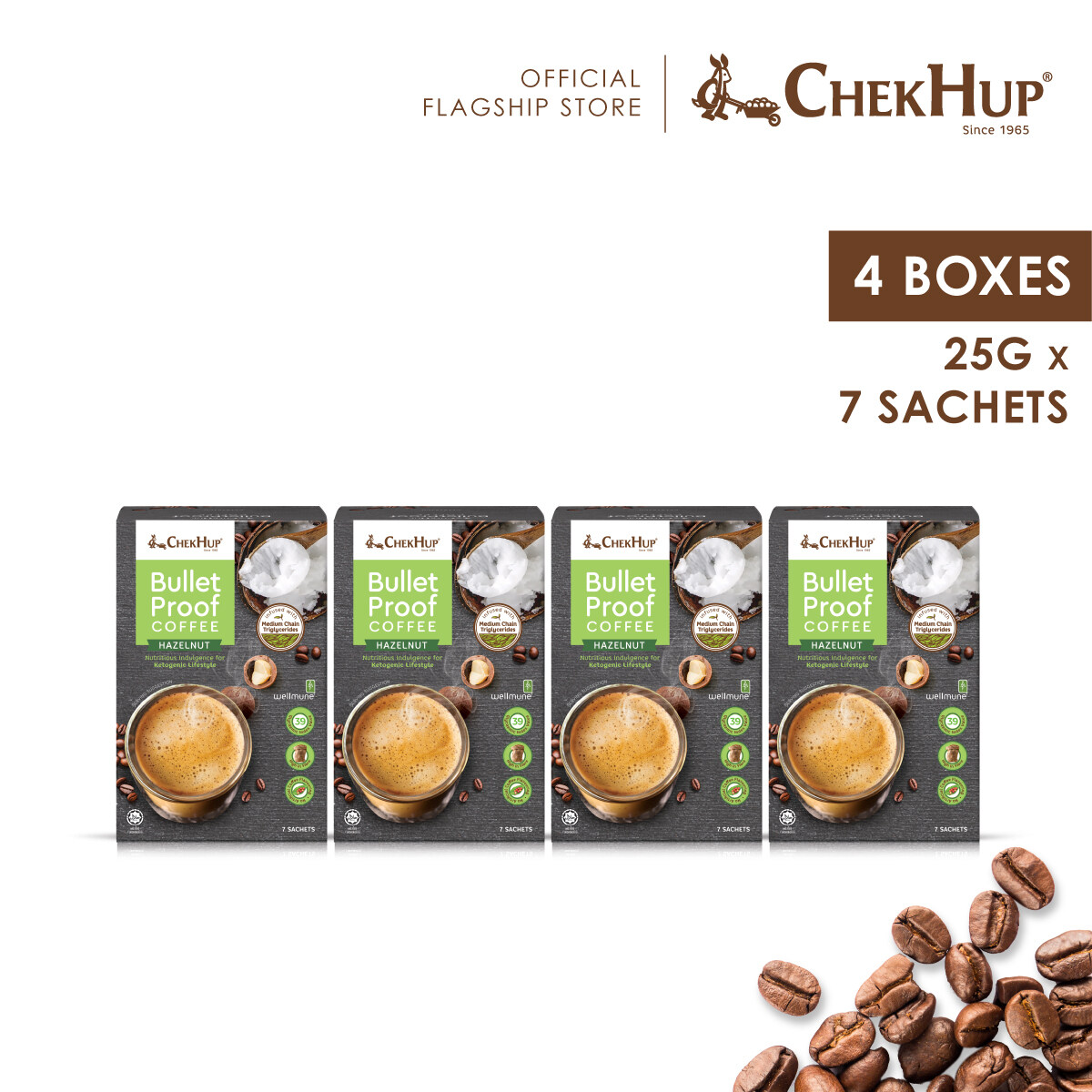 Chek Hup Bulletproof Coffee Hazelnut (25g x 7\'s) [Bundle of 4]