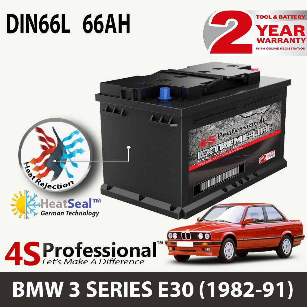 Free Self-Installation Kit BMW 3 SERIES E30 (1982-91) DIN66L (66AH) 56638 4S Professional Extreme-Life MF Car Battery