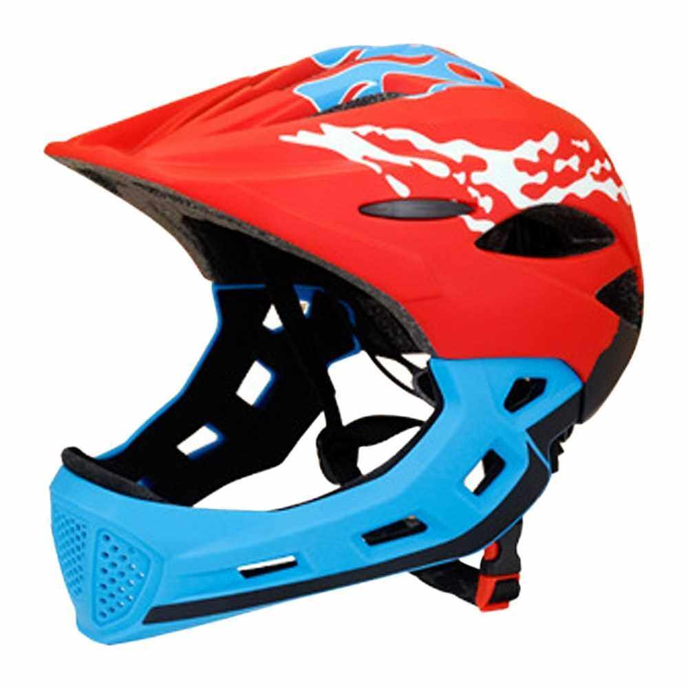Children Bike Helmet Adjustable Detachable Full Face Helmet for Kids Outdoor Balance Car Cycling Skateboard Age 3-12 Year Old (Red)