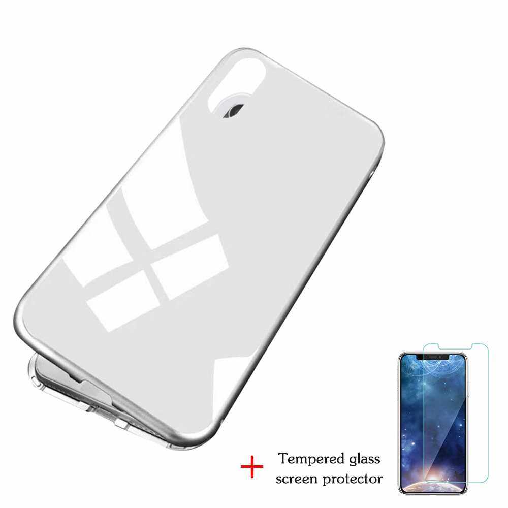 Best Selling Magneto Magnetic Adsorption Case Clear Tempered Glass White i-phone XR (W3)