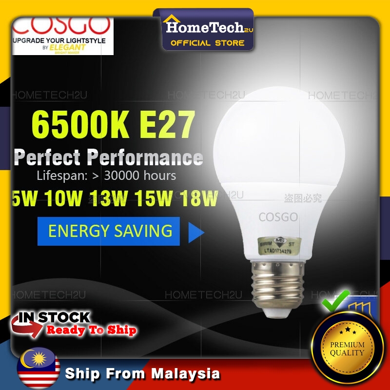 COSGO LED Bulb E27 with SIRIM Light Bulb 5W 10W 13W 15W 18W 6500K Daylight MENTOL LAMPU LED