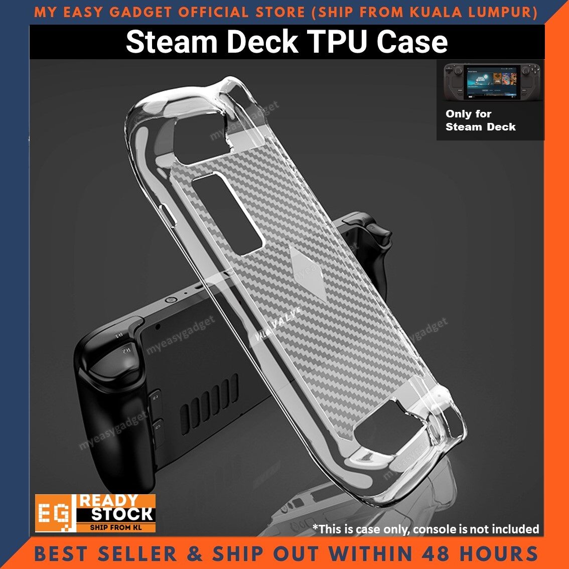 Steam Deck Case TPU Protective Cover Shockproof Shell Soft Non-Slip Cover Durable Full Protection Scratch Resistant Skin