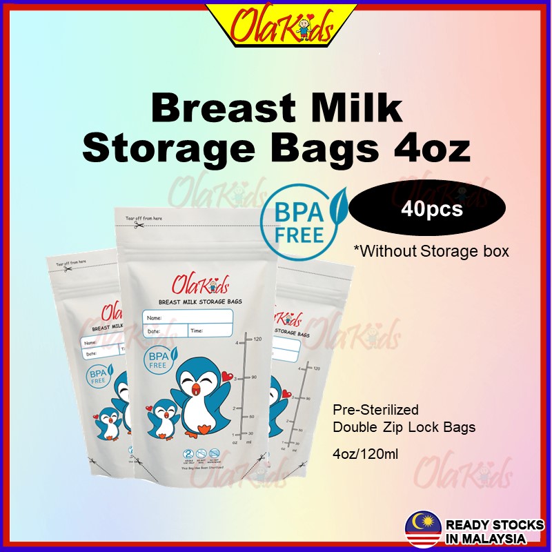 OLAKIDS 4oz Milk Storage Bag BPA Free 12oz Breastmilk Storage Bag Beg Susu Ibu