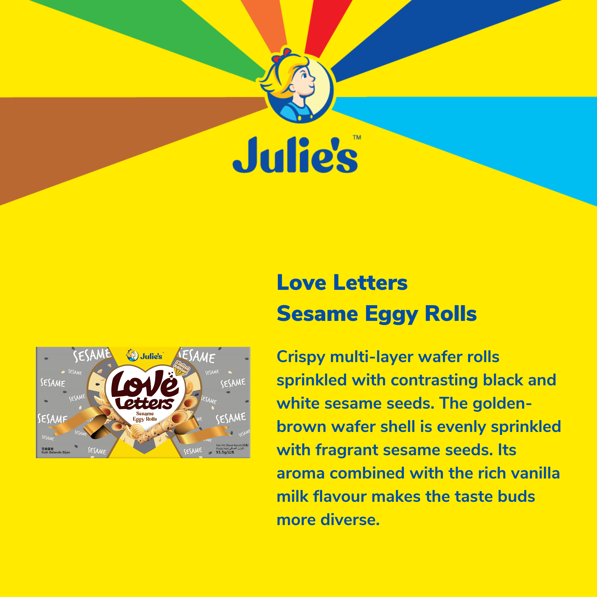 Julie's Love Letters Sesame Eggy Rolls 91.5g x 1 pack