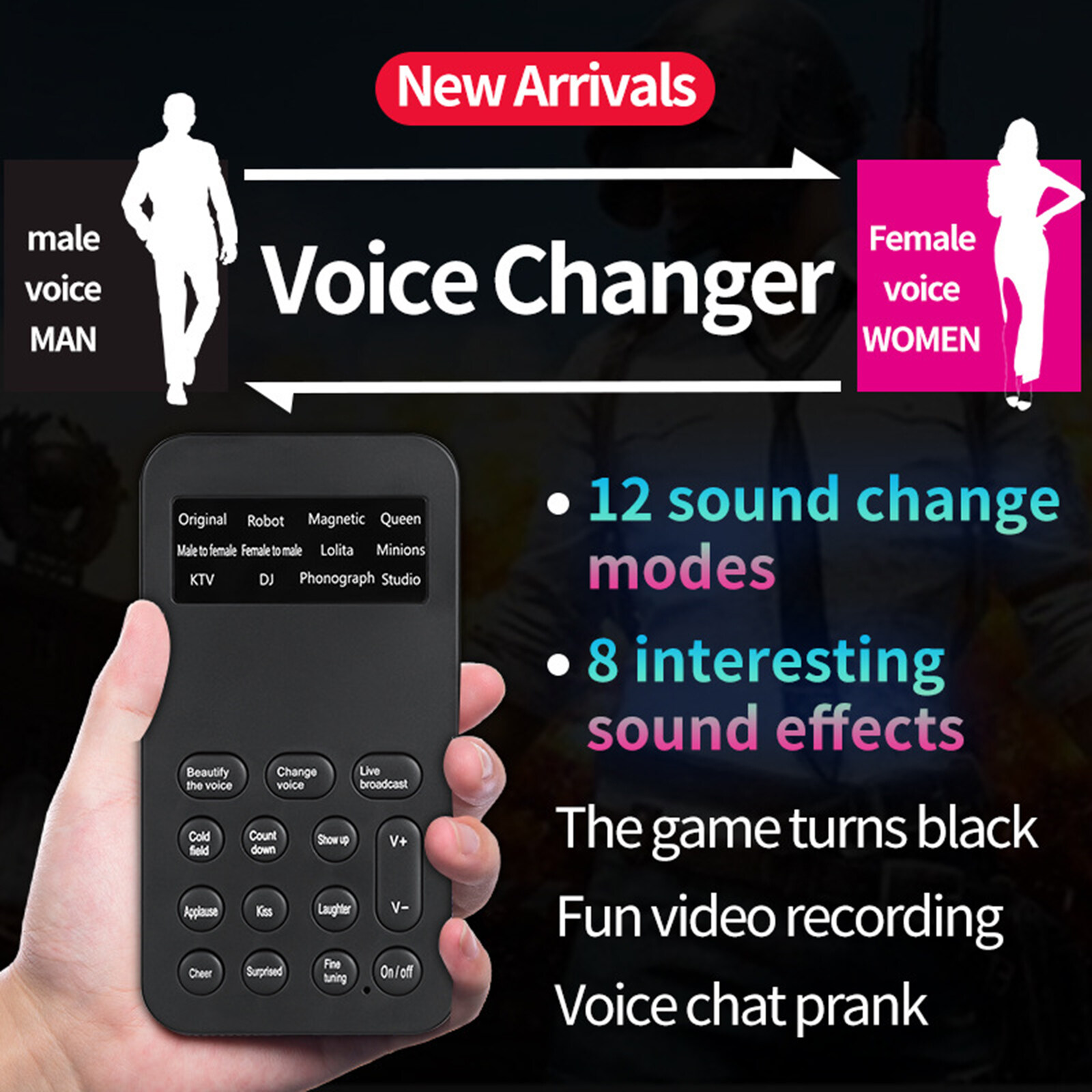 Muslady SK5 Upgraded Version Multi-functional DSP Sound Card Voice Changer with 8 Changing Voices 5 Atmosphere Effects Wireless BT Accompaniment Universal for Mobile Phone and Computer