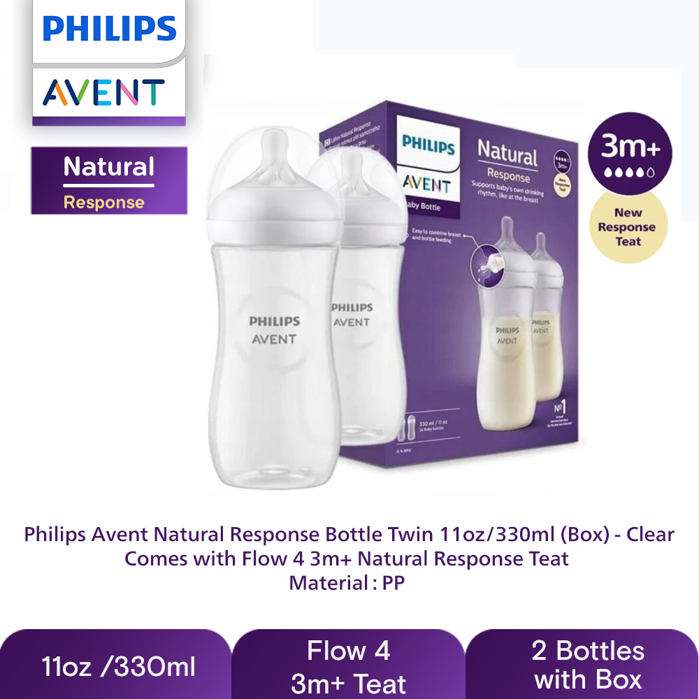 ORIGINAL Philips Avent Natural & Natural Response Baby Bottle 2oz 4oz 9oz 11oz Single Twin Pack With Box PP Glass PPSU