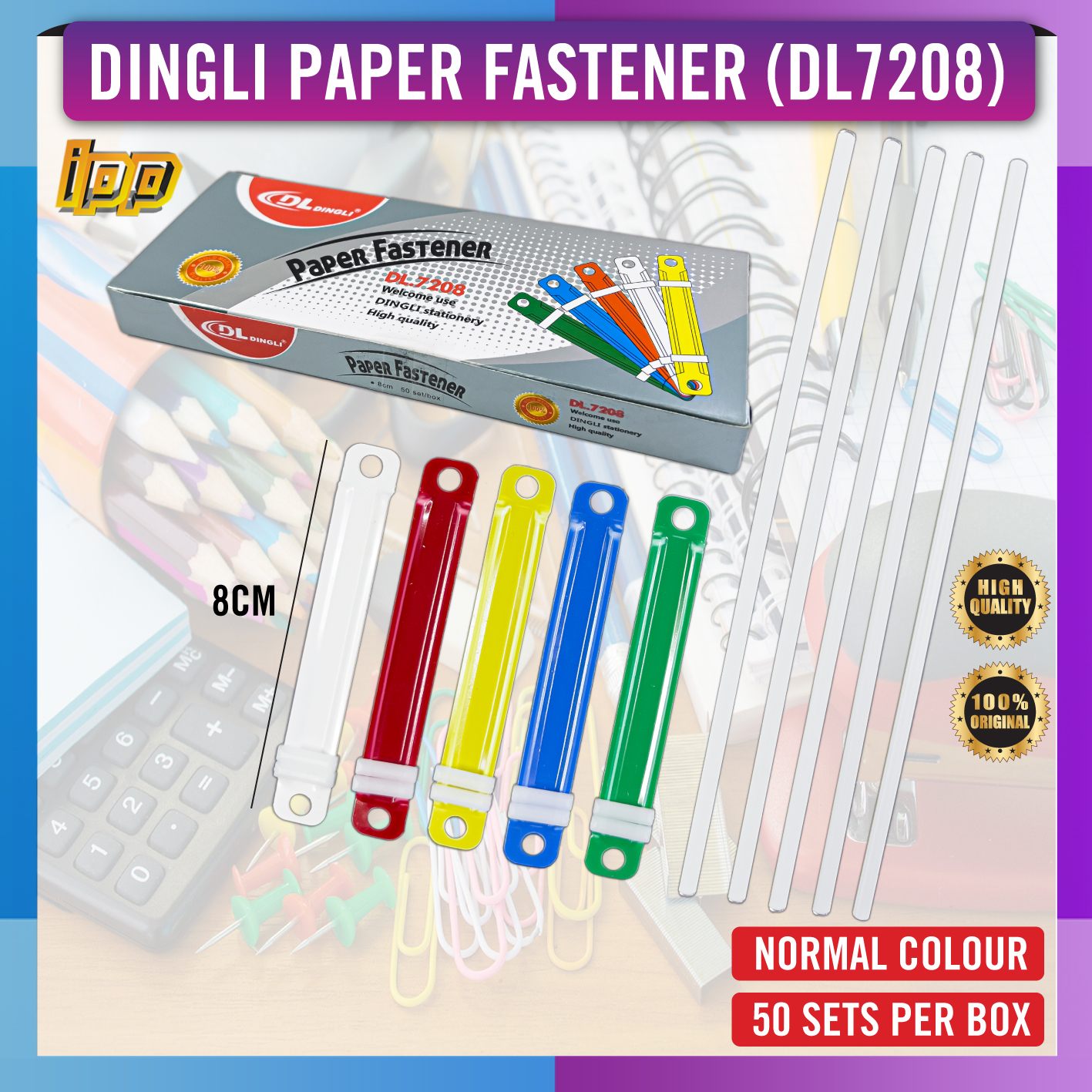 Paper Fastener / Colour Plastic Fastener (50set/Box) - Ready Stock