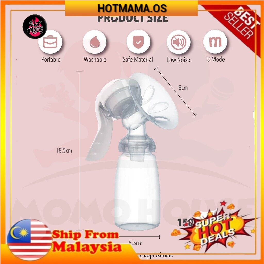 Pam Susu Bayi Baby Manual Breast Pump Real Bubee Breast Milk Pump Breastpump With Bottle Sangat Selesa