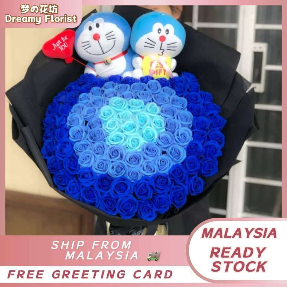 Doraemon 公仔 ? 99朵玫瑰花 Doraemon Soft toys ? with 99 stalks Soap Rose Bouquet