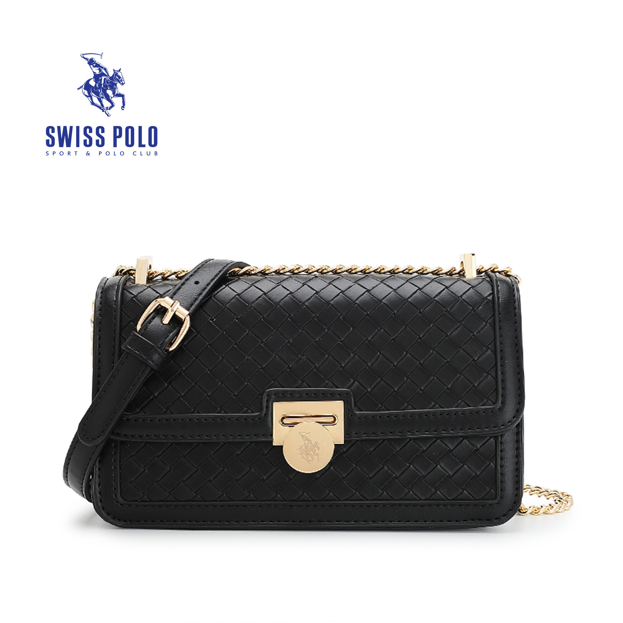 SWISS POLO Ladies Chain Sling Bag HHA 7888-1 BLACK