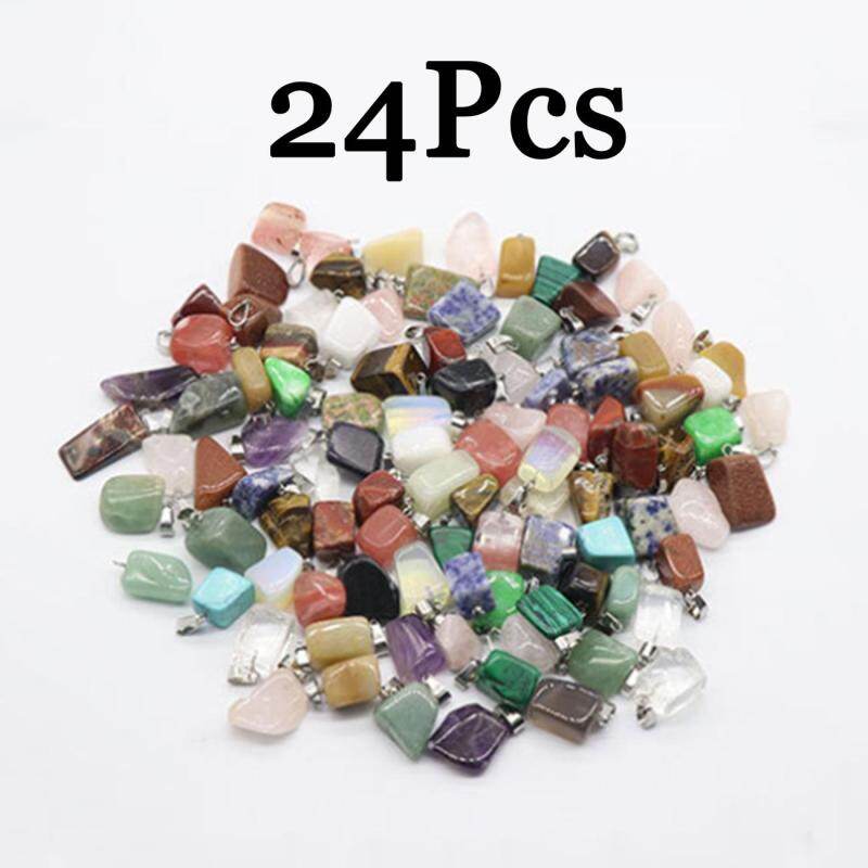 Mặt Dây Chuyền Đá 24 Viên Đá Tự Nhiên Hỗn Hợp Đẹp, Mặt Dây Chuyền Đá Opal Pha Lê Hình Dạng Bất Đối Xứng, Ngọc Mã Não Hỗn Hợp Màu Sắc Ngẫu Nhiên