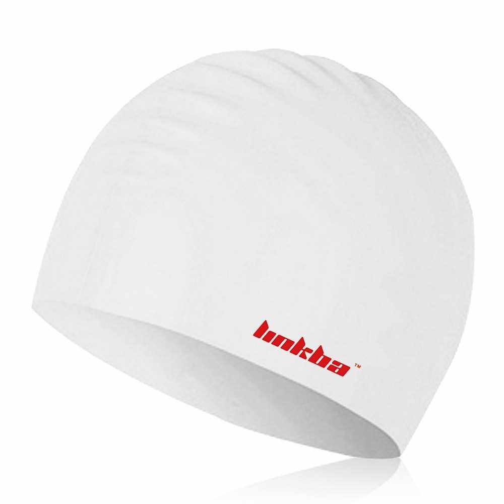 Silicone Long Hair Swimming Cap for Women Men Adult Kids Swim Cap Hat (White)