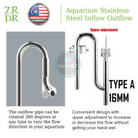 Aquarium Stainless Steel Lily Pipe Set Inlet Outlet with Surface Skimmer Adjustable Flow Aquascape Tank 12mm 16mm