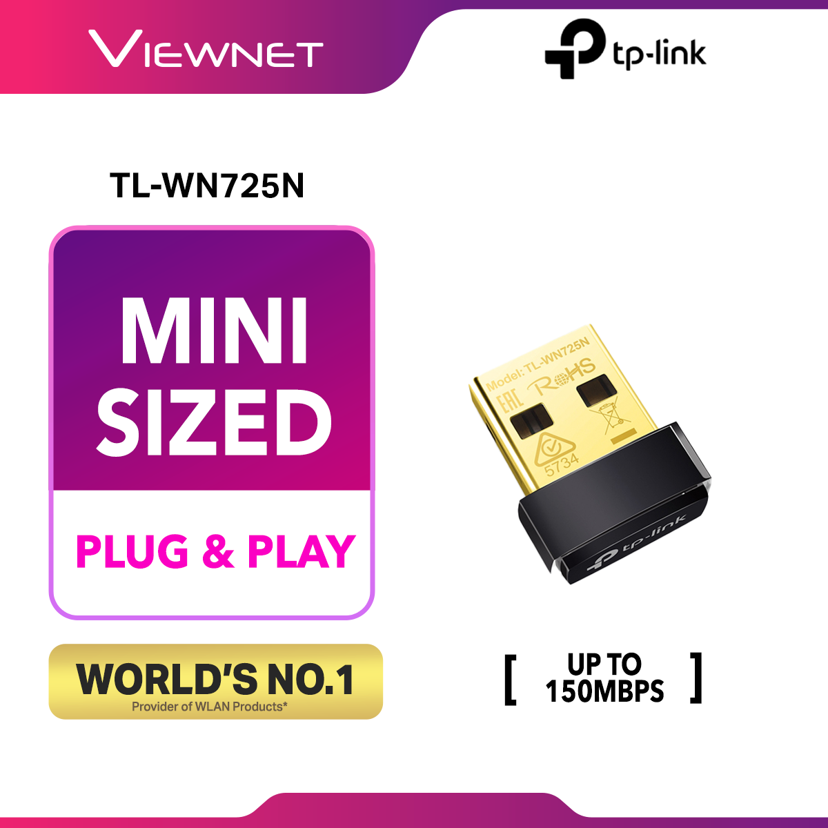 TP LINK TL-WN725N 150MBPS WIRELESS N NANO USB ADAPTER (USB 2.0)